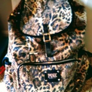 VICTORIAS SECRET PINK SEQUENCE CHEETAH BACKPACK